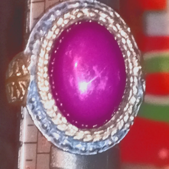 ruby quartz ring in two tone silver and gold ring - Picture 6 of 7